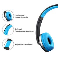 pTron Rebel On-the-Ear Stereo Sound Headphones with Mic (Neon Blue)