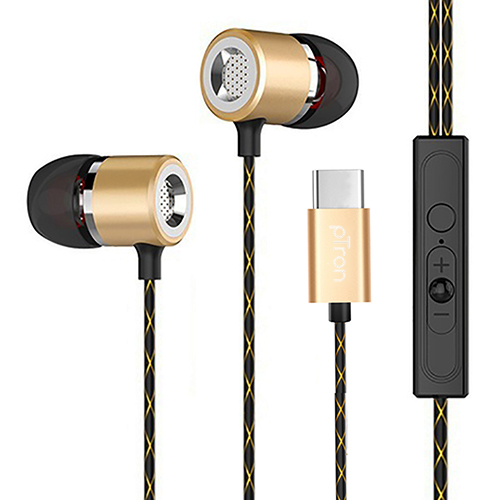 pTron Flux In-Ear Stereo Sound Earphones for Type-C Smartphones (Gold)