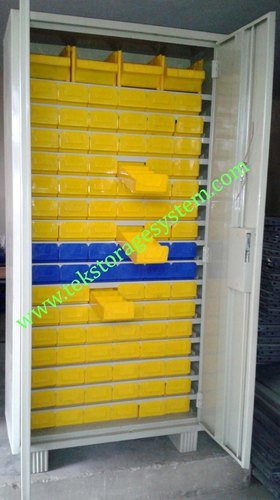 TEK Plastic Drawer Almirah - 1950 mm x 400 mm x 925 mm, 96 Drawers for 384 Compartments, Includes 4 TEK Big Bins, 1 Year Warranty