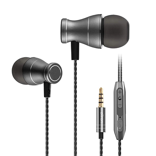 pTron Magg Magnetic In-Ear Stereo Sound Wired Headphones with Mic - Metal & ABS Body, Black | Dual Driver, Noise Cancellation, 1.2m Tangle-free Cable