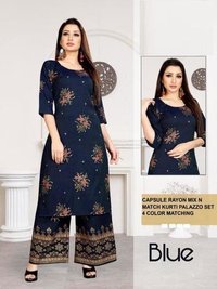 Rayon Kurti With Plazo Bust Size: 40  Centimeter (Cm)