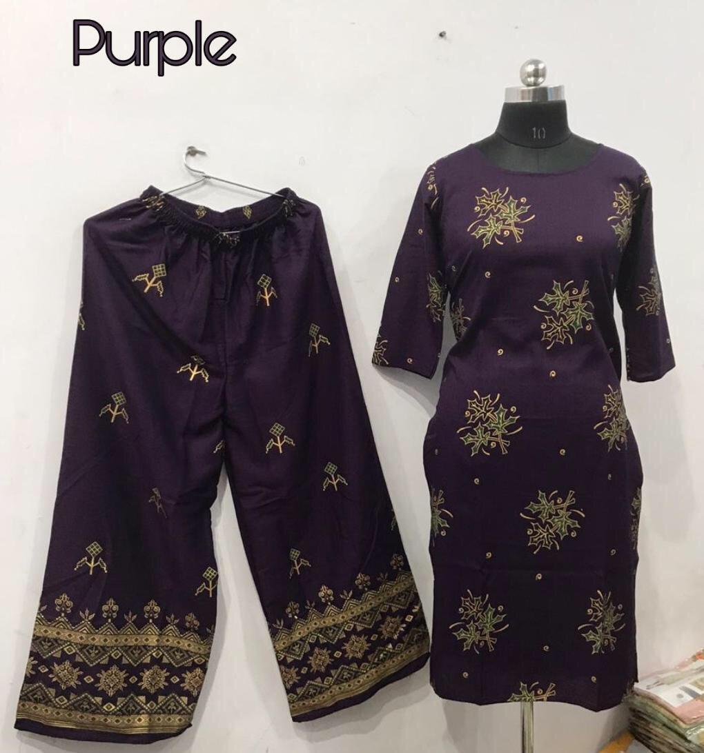 Rayon kurti with plazo