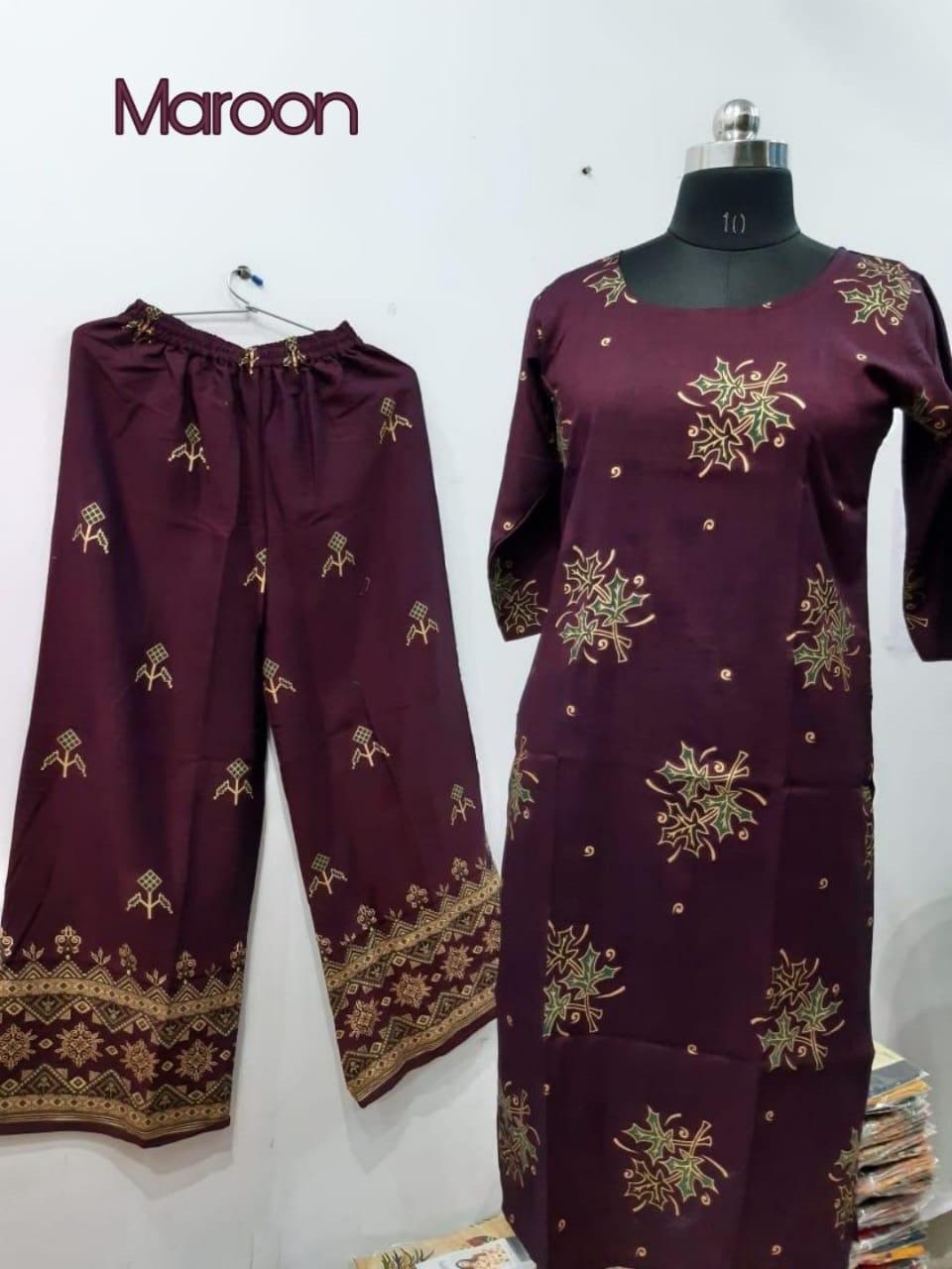 Rayon kurti with plazo