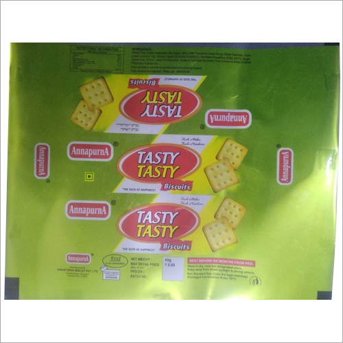 Printed Laminated Biscuit Pouch - Plastic Film, Variable Dimensions, Glossy Lamination | Durable, Food-Safe, Tamper-Evident, Heat Sealable