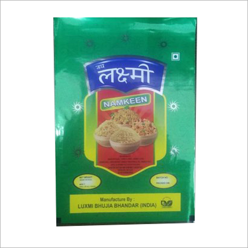 Printed Laminated Namkeen Pouch - Laminated Film, Variable Dimensions, Green | Attractive Design, Durable, Food Grade, Tamper Evident, Heat Seal