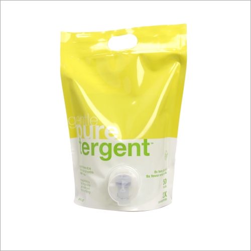 Detergent Standy Pouch - Plastic, 10x15x5 inches, Yellow | Resealable, Handle, Easy Dispensing, Eco-Friendly