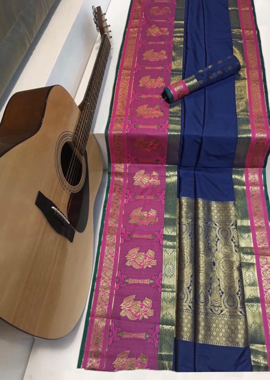 Soft kanchipuram silk weaving saree