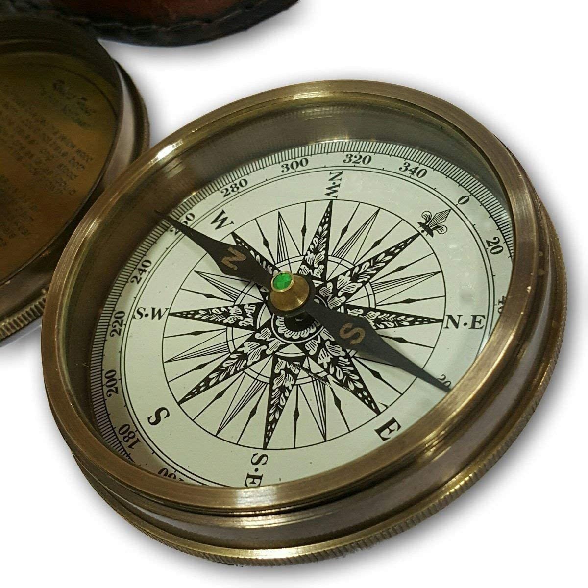 NauticalMart Antique Brass Compass Robert Frost Vintage Poem Engraved Navigation Compass