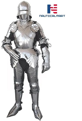 Steel Full Gothic Suit Of Armor Wearable Larp Knight Body Armor Silver