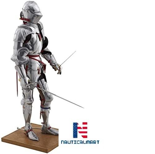 Knight Suit Of Armor Medieval Stainless Steel Body Armour Halloween Costume Size: Large