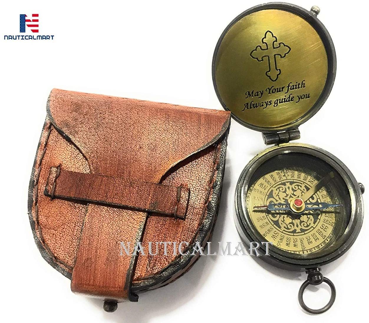 May Your Faith Always Guide You and Cross Engraved On Working Compass, Confirmation Gift Ideas, Baptism Gifts, Birthday, get Well Soon, Graduation Gifts