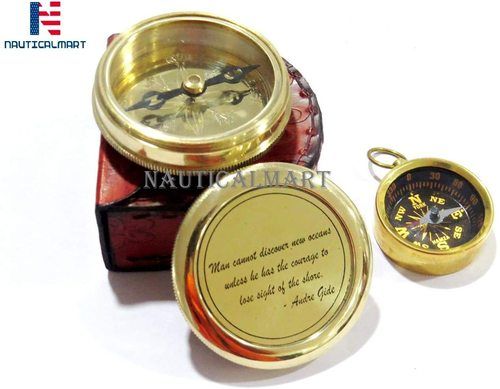 Nautical Nauticalmart Brass Compass Man Cannot Discover New Oceans With Mini Pocket Compass Combo Gift, Graduation, Birthday, Wedding Keepsake, Christmas, Baptism, Vintage Working Compass