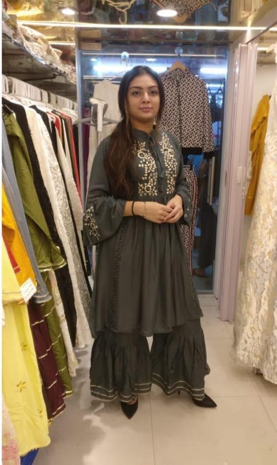 Fancy frok style kurti with ghaghra