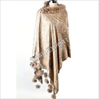 Wool , Silk , Pashmina , Cashmere  Fur Pom Pom Stoles , Size-70x200cm