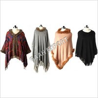 Cashmere  Wool Suede Tussle Poncho Size-Free