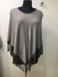 Cashmere  Wool Suede Tussle Poncho