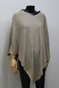 100% Cashmere Plain and Crystal Pearls Poncho Stole , SIze-free
