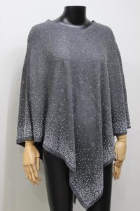 Cashmere Plain and Crystal Pearls Poncho Stole