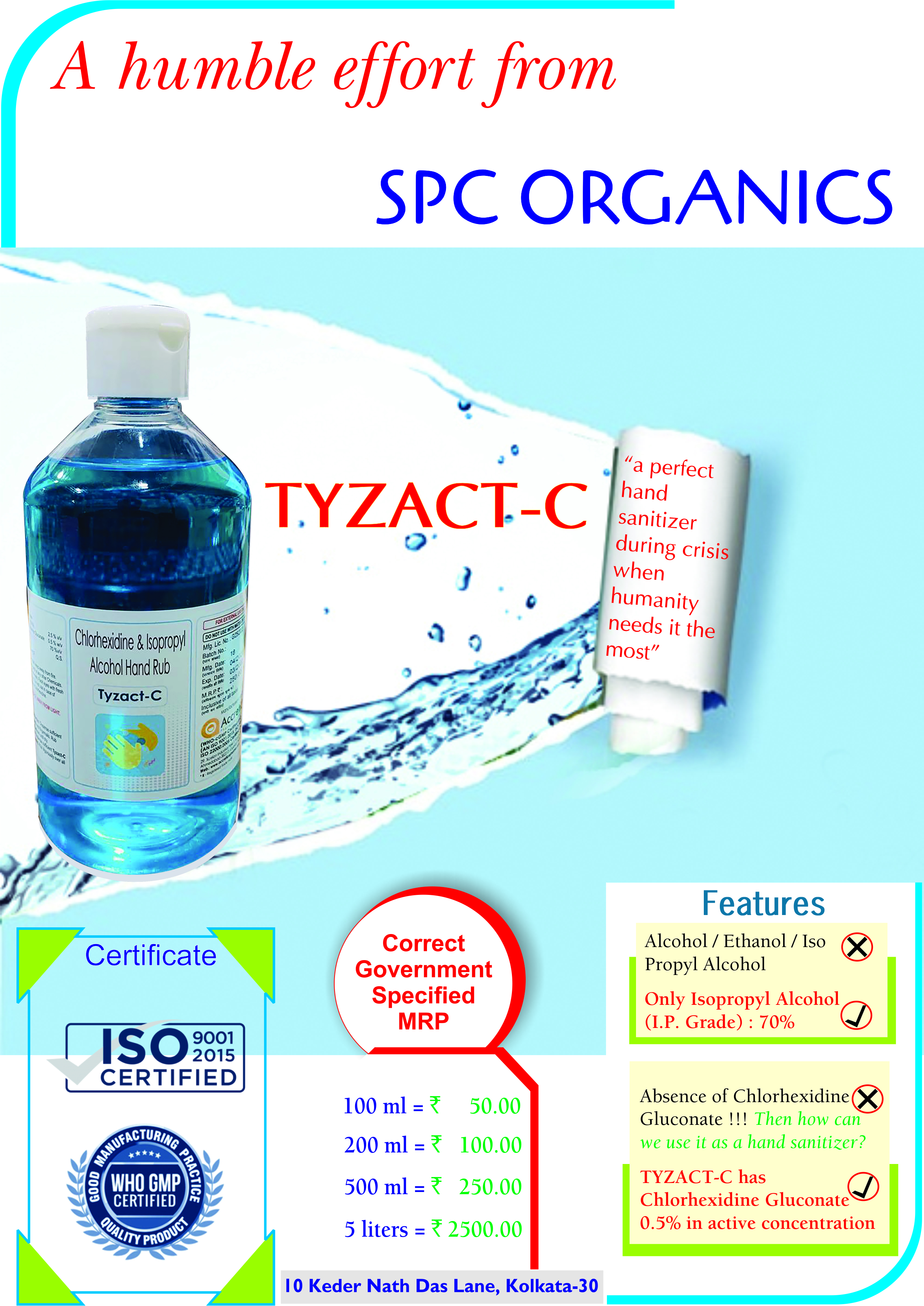TYZACT-C (100 ML) Hand Sanitizer