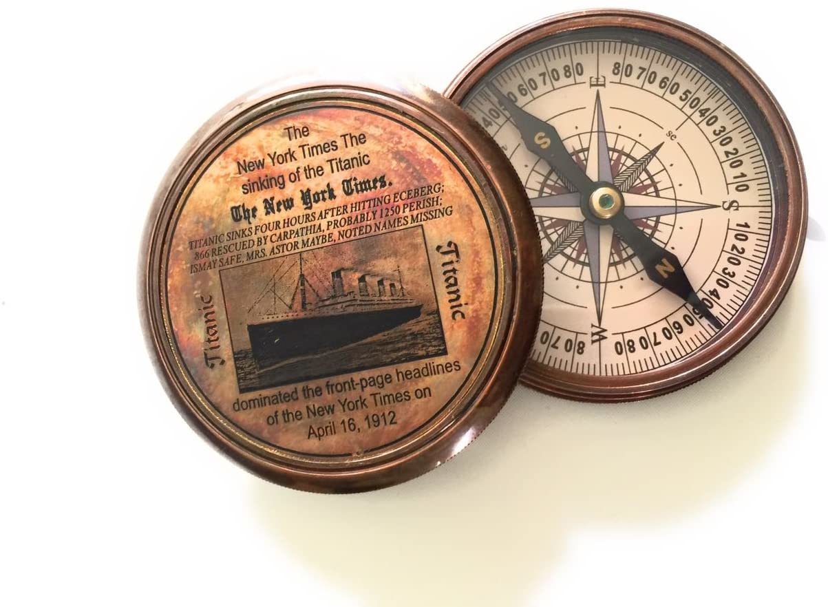 Christmas Gift Maritime Brass Antique Titanic Poem Compass