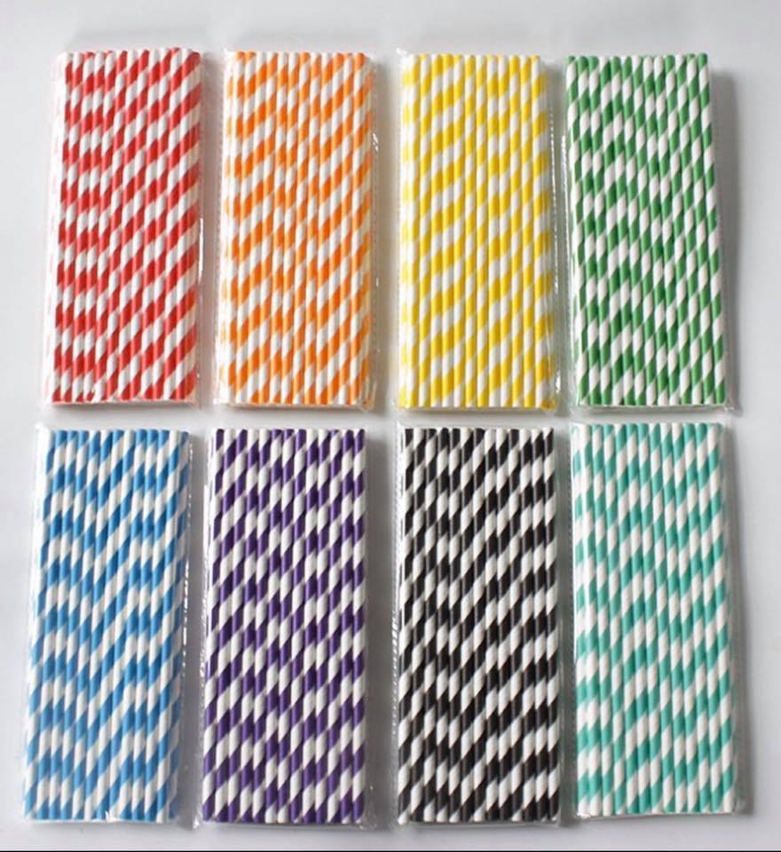 Stripes Printed Paper Straw