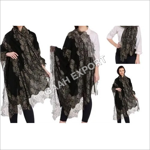 All Color Cashmere Metalic Lace Shawls , Size-70X200Cm And 90X210Cm
