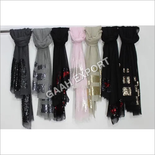 All Color Silk Wool Sequence Stole , Size-70X200Cm