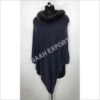 Cashmere Knitted  Neck Fur Poncho