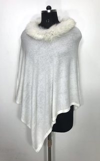 Cashmere Knitted  Neck Fur Poncho