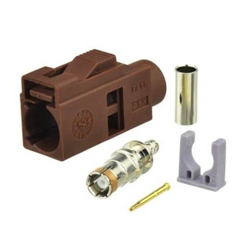 Fakra Coax Connector Car TV Fakra F Female Brown Crimp Solder Connector