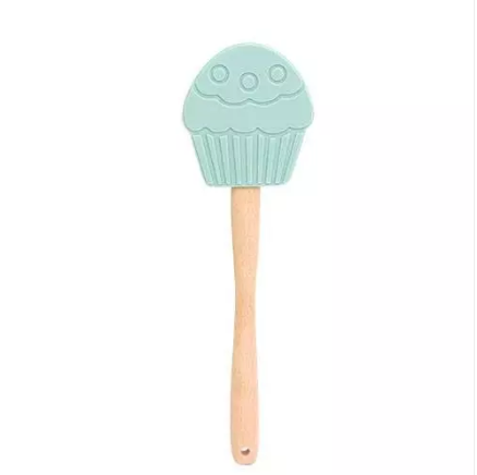 Cupcake design silicone spatula with wood handle KC-1165D
