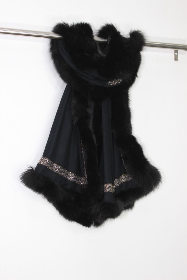 Cashmere Fur shawls with Crystal