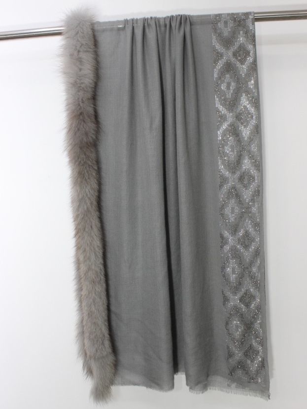 Pashmina One Side fur and One Side