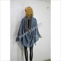 Cashmere One Side fur and Lace Border Stole , Size-70x200cm