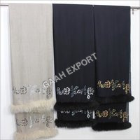 Cashmere Crystal Border and border Fur Stole , Size-70x200cm
