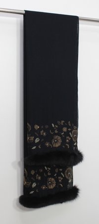 Cashmere Crystal Border and border Fur Stole