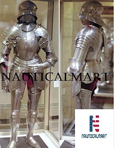 Steel Medieval German Composite Style Fully Wearable Full Suit Of Armor Halloween