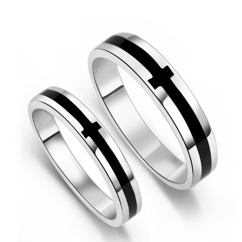 Silver Enamel Couple Rings