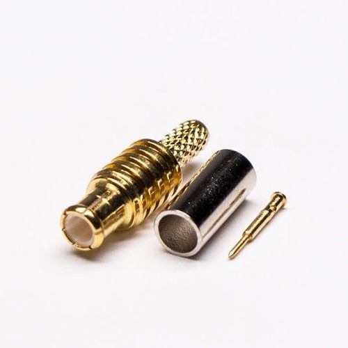 MCX RF Connector Male Straight Gold Plated Crimp
