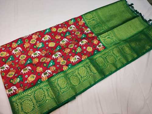patan patola saree red with green combination