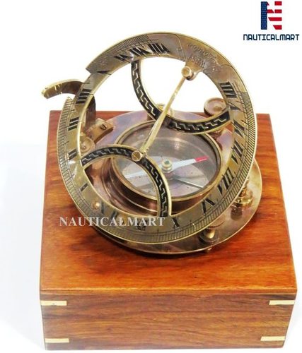 Brass Nauticalmart 5 Inch Perfectly Calibrated Large Sundial Compass Rosewood Case Top Grade (West London Sundial)