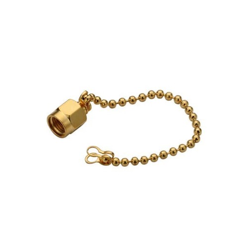 SMA Male Dust Cap With Steel Chain Gold Plated