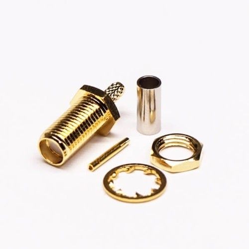 SMA Female Crimp Connector Bulkhead Gold Plating