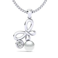 Sterling Silver Pendant Necklace - 92.5% Pure Silver with High Polish Rhodium Plating, Featuring Pearl and Cubic Zirconia for Women - Perfect for Parties and Gifts