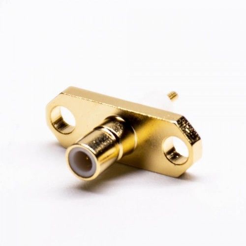 SMB Connector Female PCB Straight Through Hole 2 Holes Flange With Extended PTFE