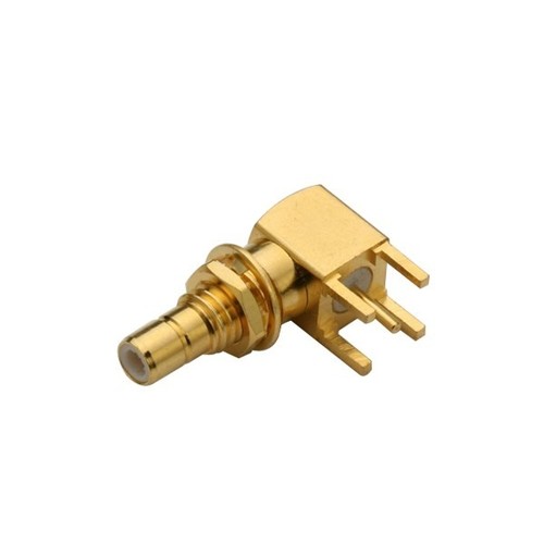 SMB Female Right Angle Connector Gold Plating Through Hole For PCB Mount