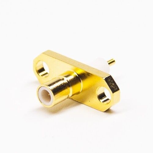 SMB Female Connectors Straight 2 Hole Flange Solder Type For Cable