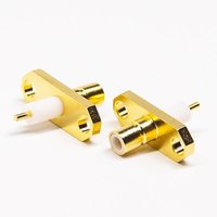 SMB Female Connectors Straight 2 Hole Flange Solder Type For Cable