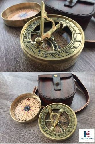 NauticalMart Sundial Compass, Antique Steampunk Brass Sundial