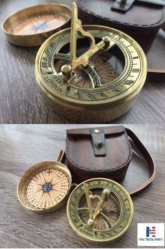 NauticalMart Sundial Compass, Antique Steampunk Brass Sundial